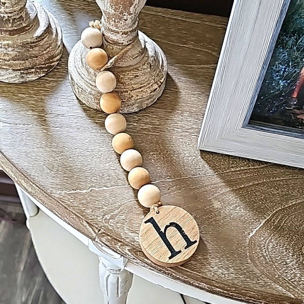 Wooden H Beaded Accent